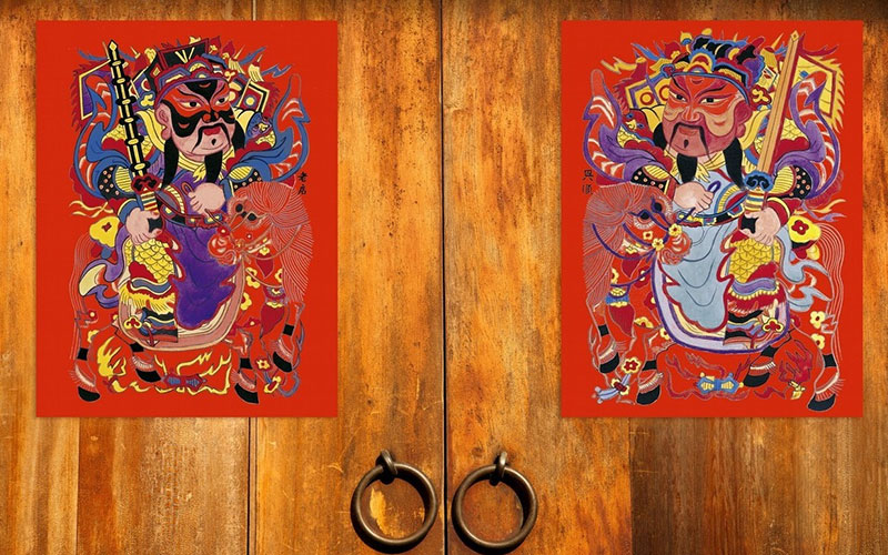Chinese New Year Decorations Chinese Door Gods Poster