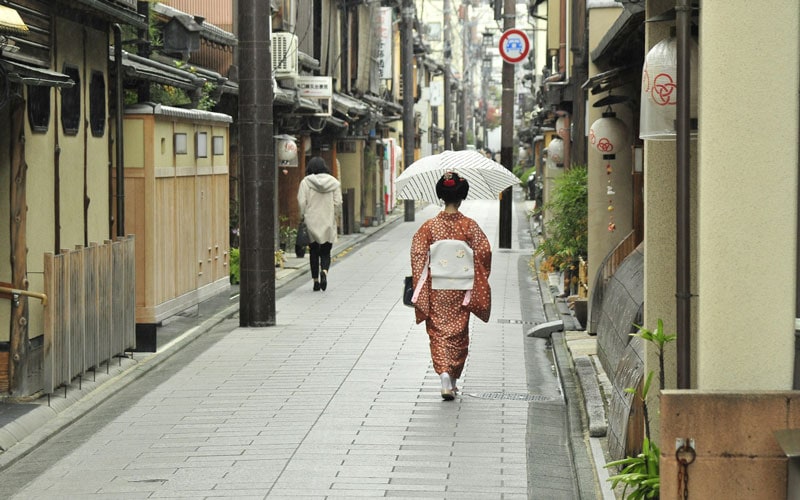 Maiko Walking in Gion District Kyoto